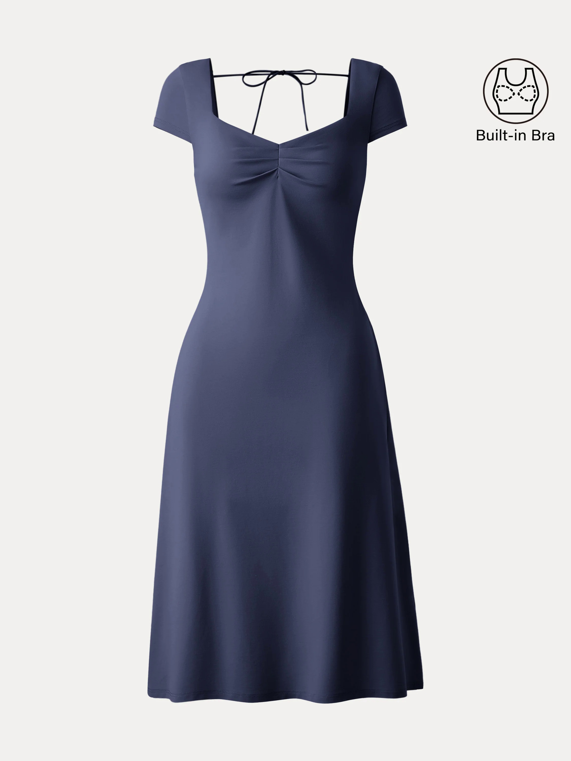 Diamond Neck Open Back Midi New Airy Brami Dress