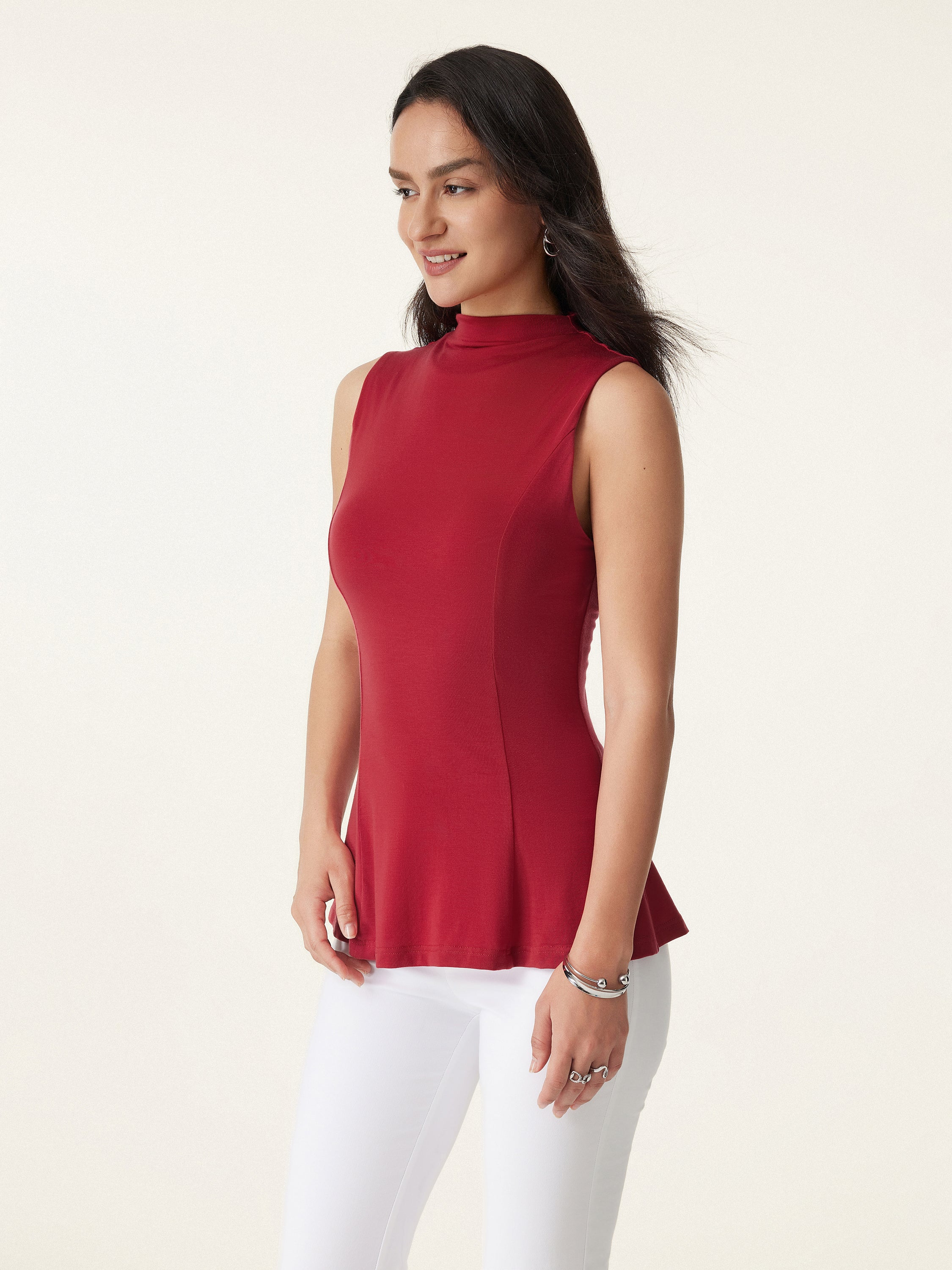 Tencel Silky Mockneck Flared Sculpt Brami Tank