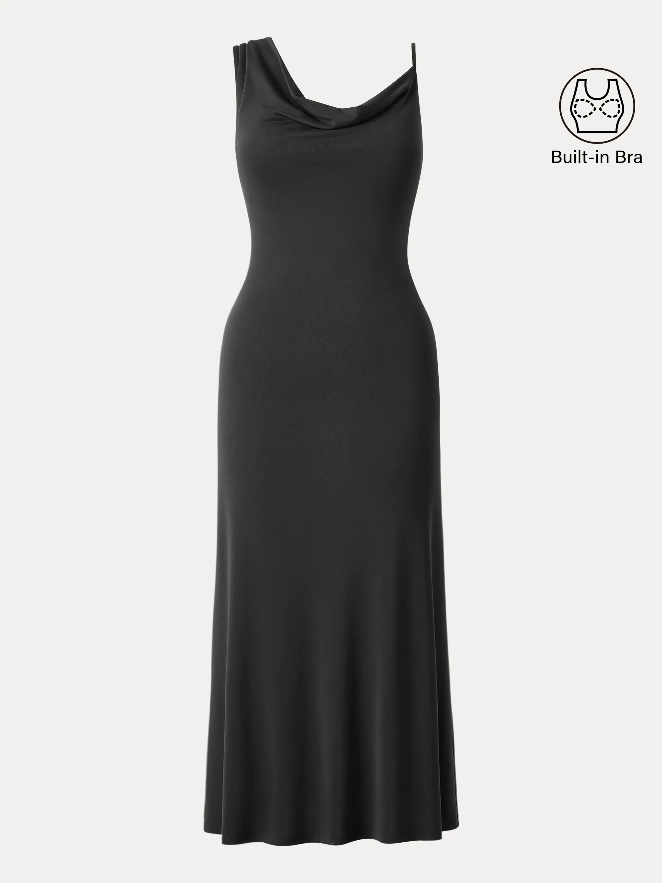 Sandwashed Asymmetrical Cowl Midi Brami Dress