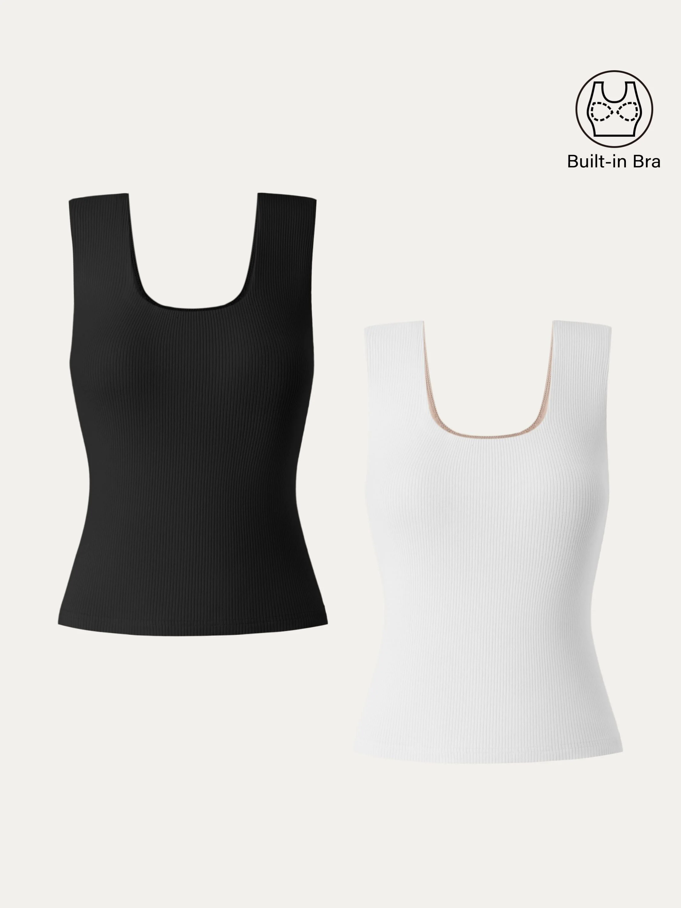 Stretch Cotton Wide Strap Ribbed Brami Tank