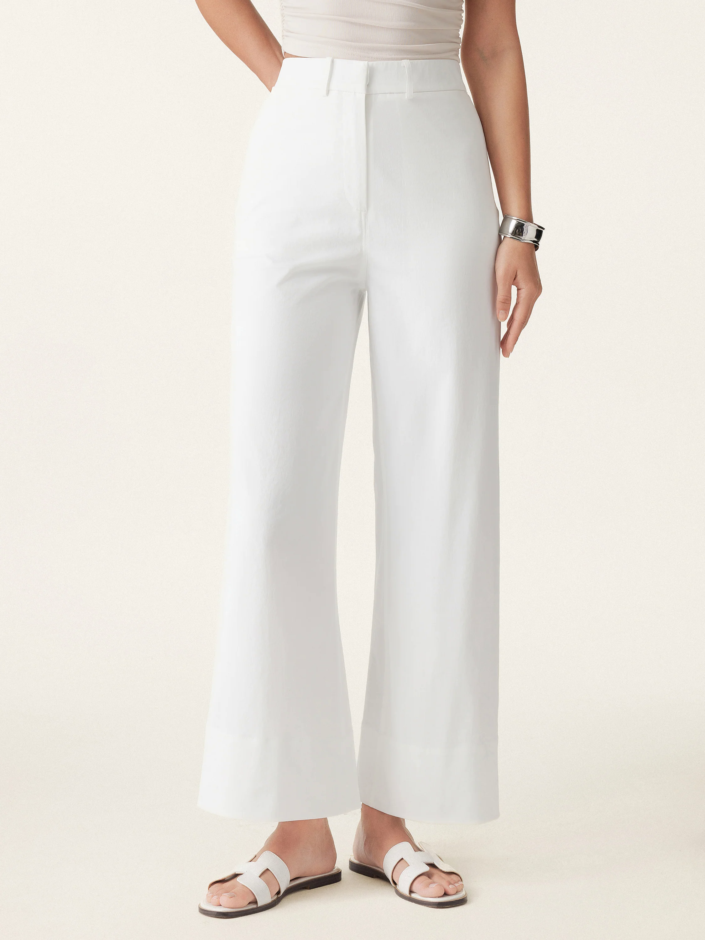 Non-sheer No-side-seam Wide Leg Trouser