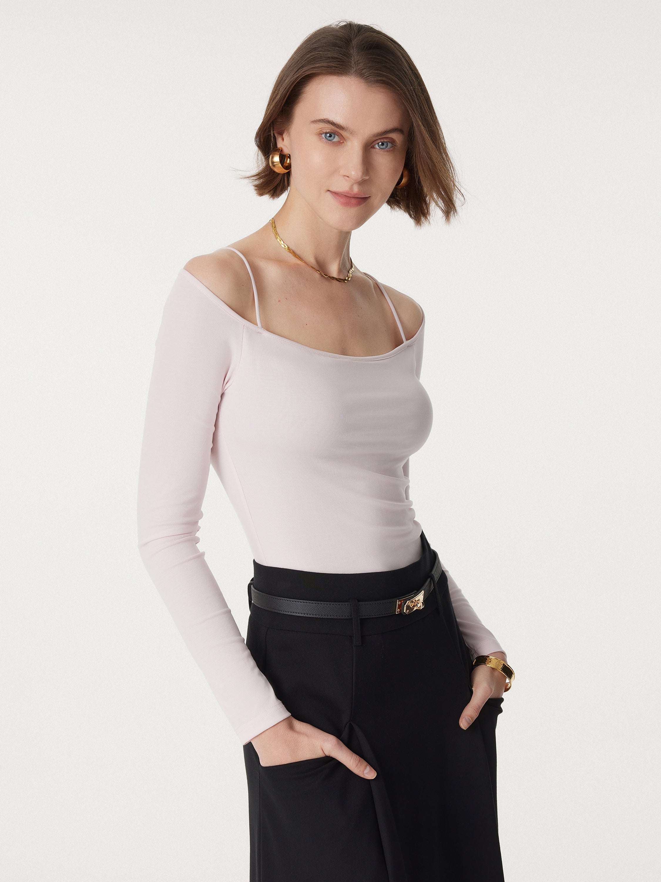Non-sheer Off Shoulder New Airy Brami Top