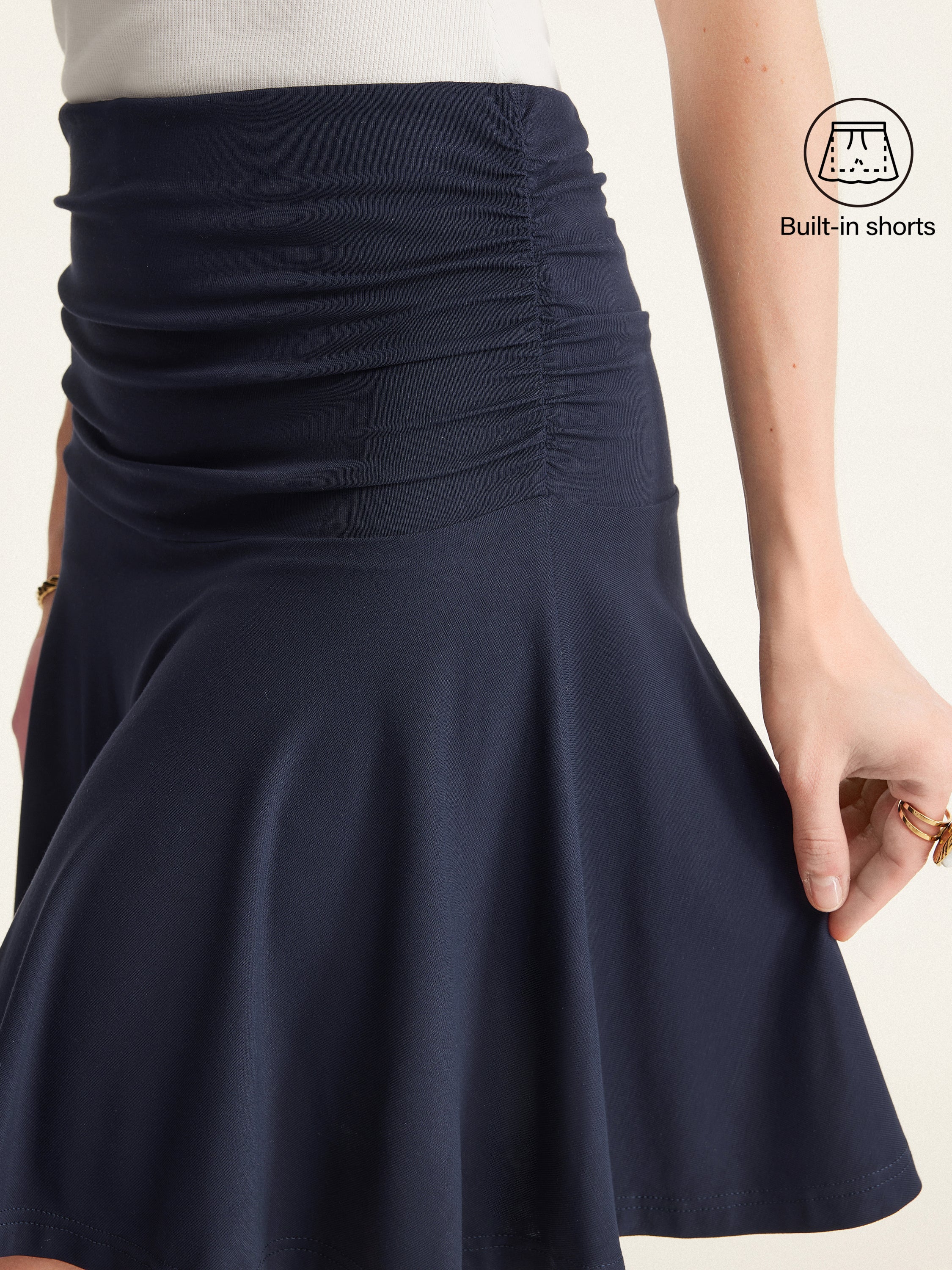 Essential Ruched Mini Circle Skirt with Lined Shorts