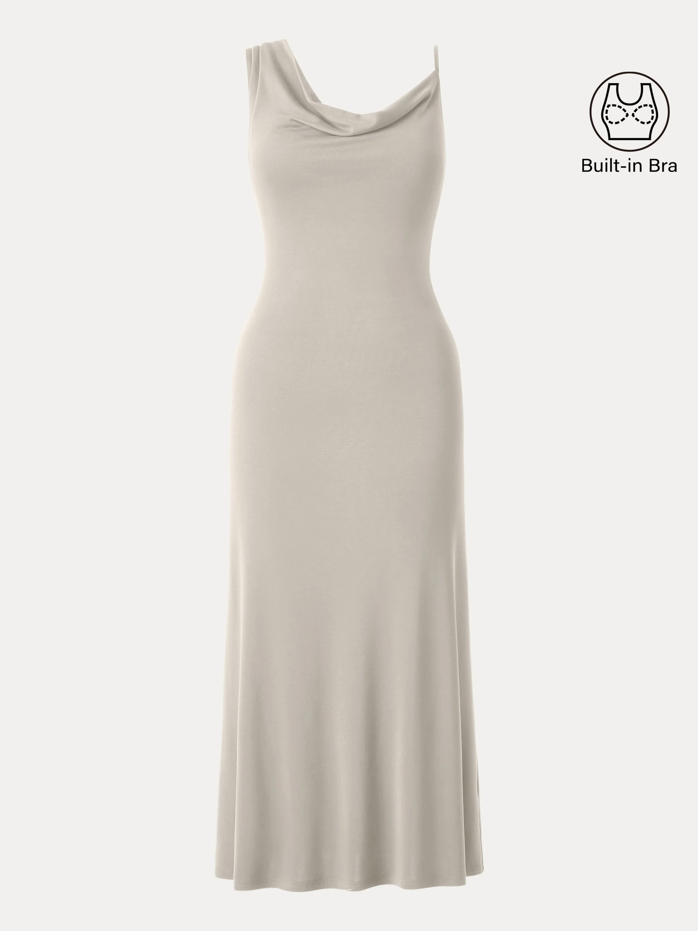 Sandwashed Asymmetrical Cowl Midi Brami Dress