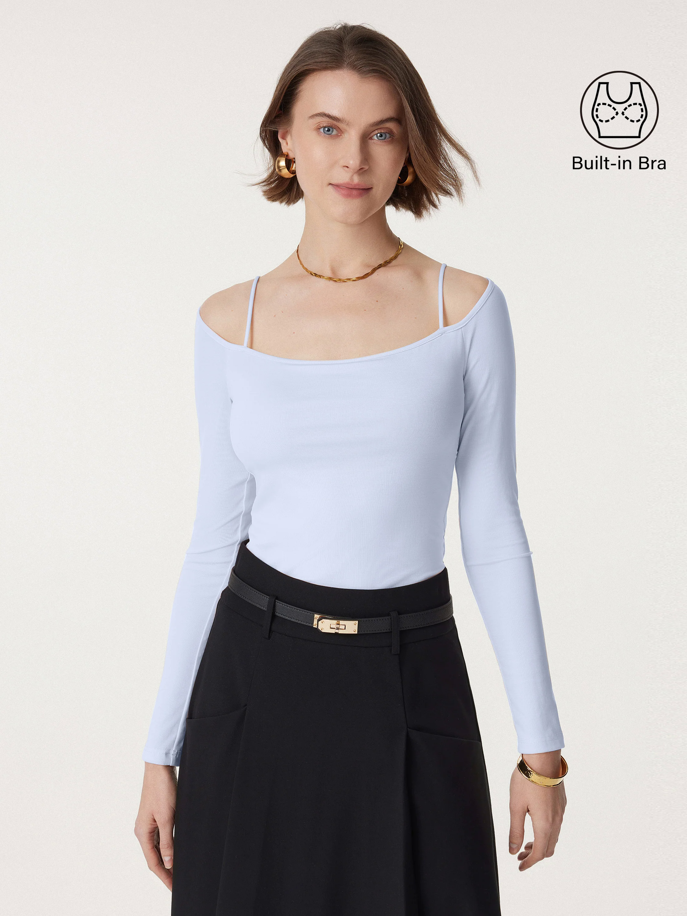 Non-sheer Off Shoulder New Airy Brami Top