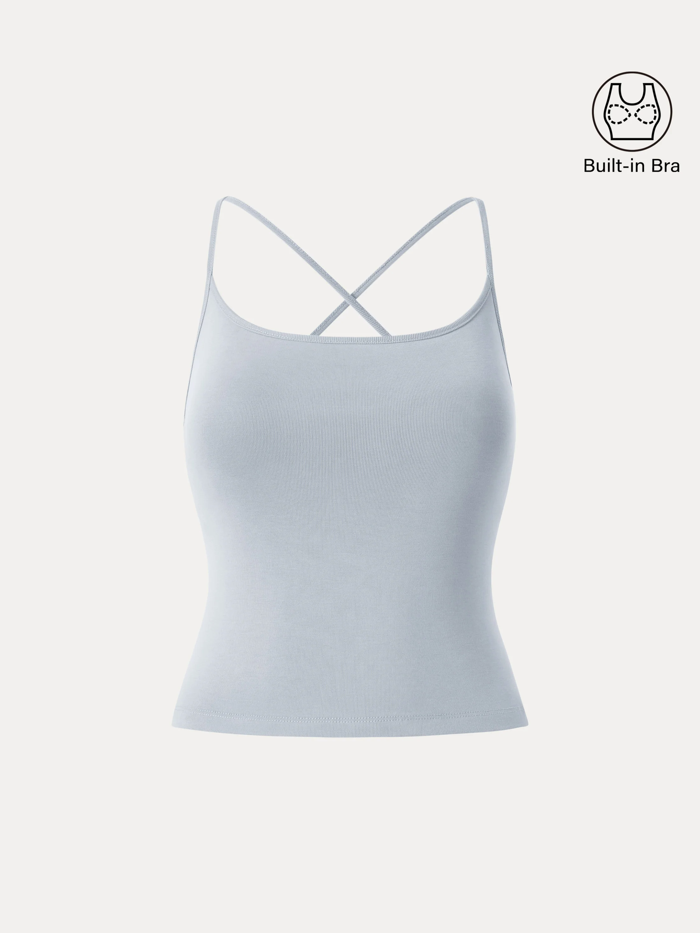 Sandwashed U-neck Cross-back Adjustable Strap Spaghetti Brami