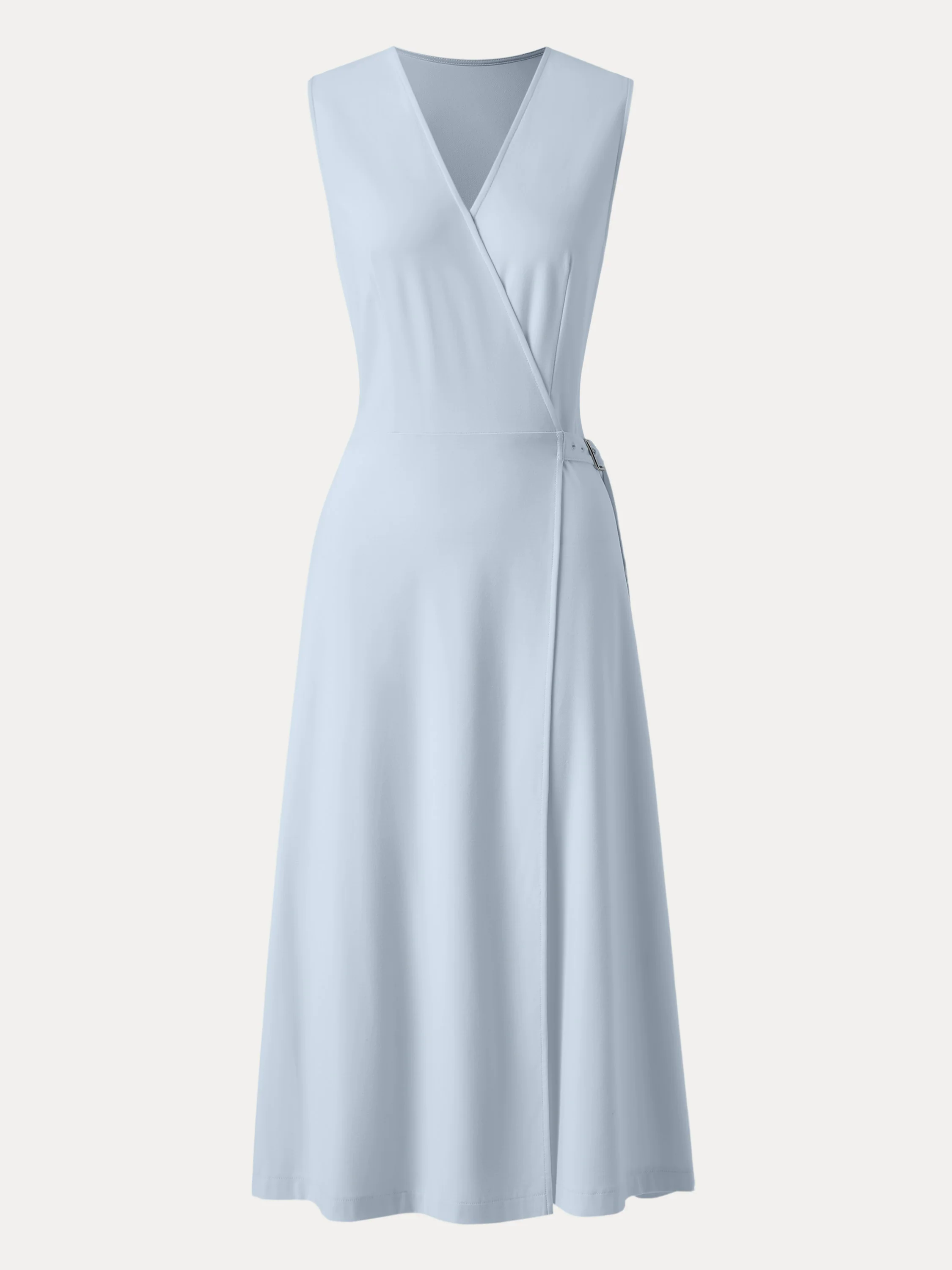 Surplice Adjustable Side-belt Midi Dress