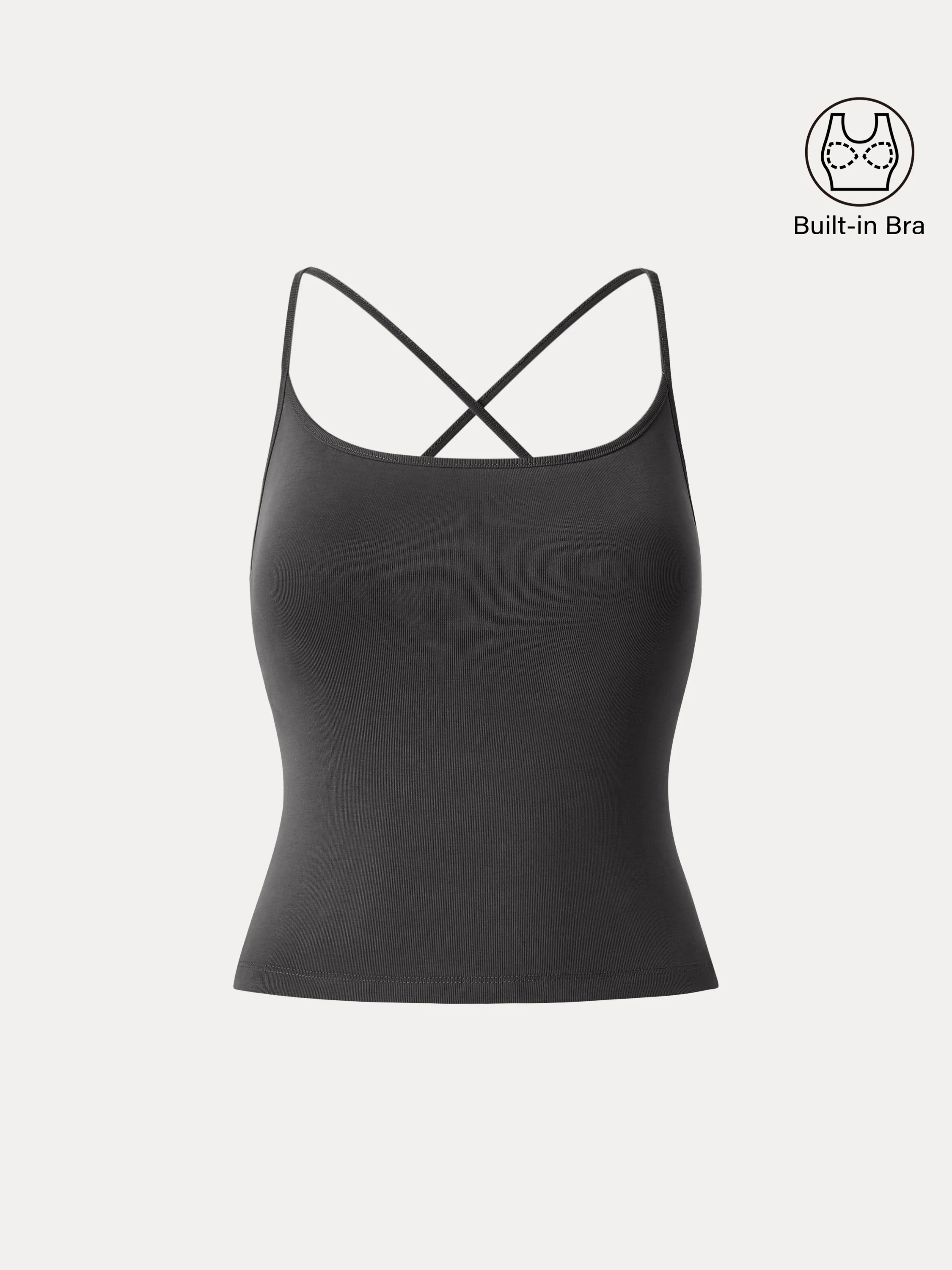 Sandwashed U-neck Cross-back Adjustable Strap Spaghetti Brami