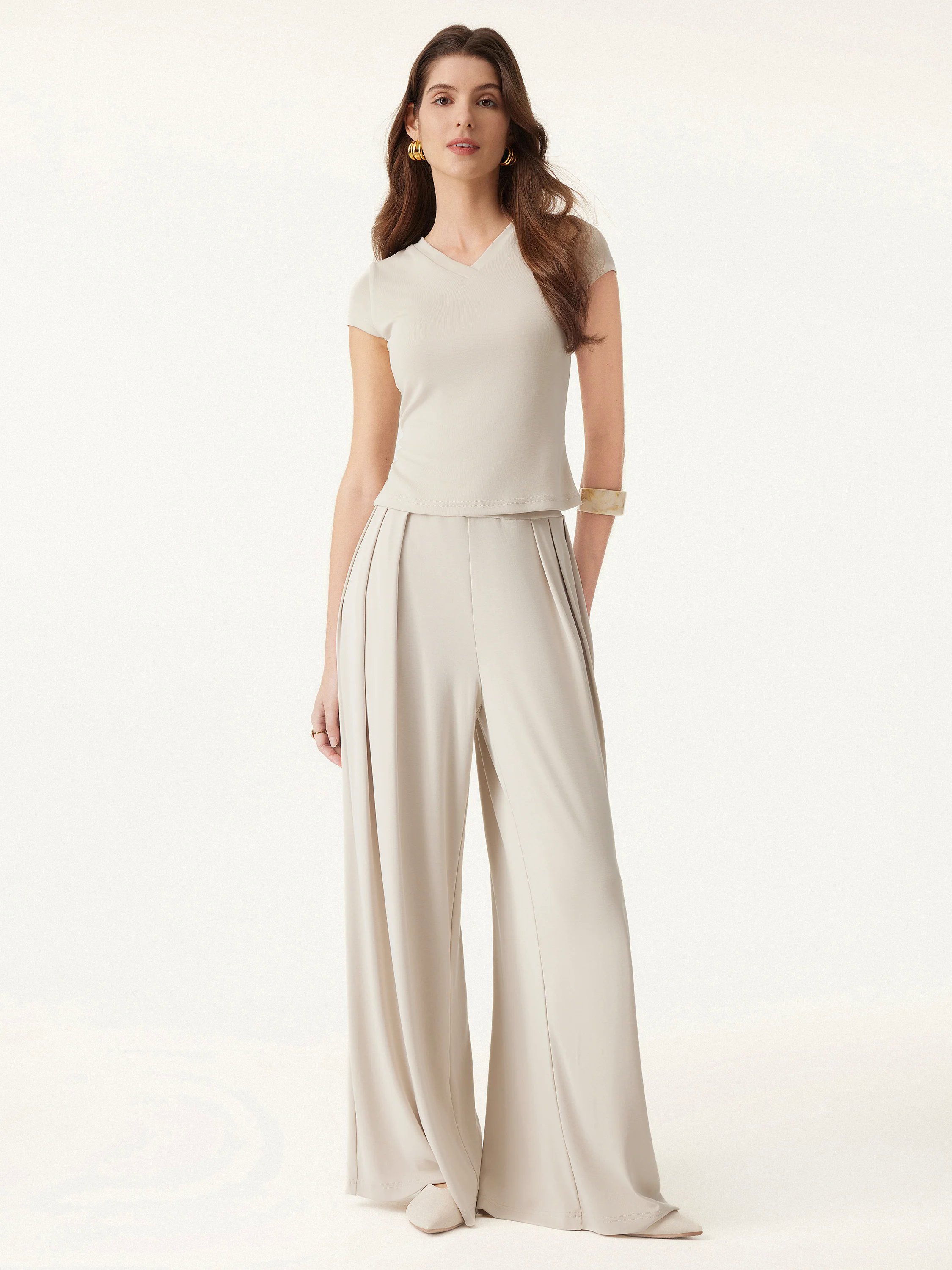 Sandwashed V-neck Short Sleeve Brami