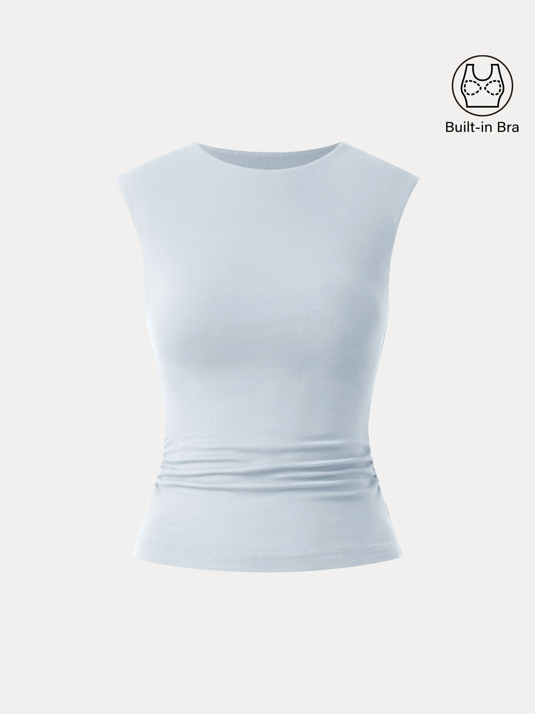 Sleek Crewneck Side Ruched Slimming Brami Tank