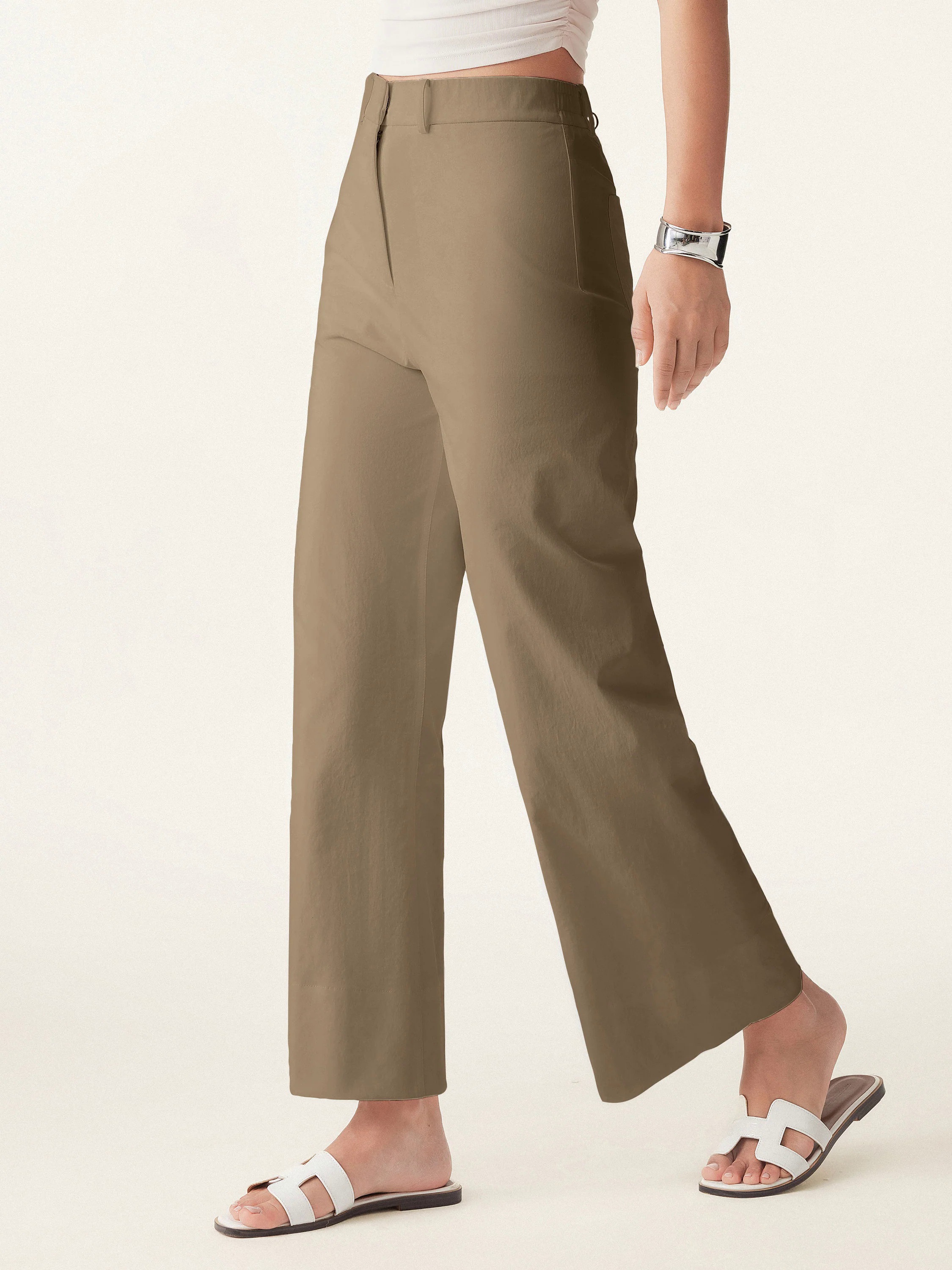 Non-sheer No-side-seam Wide Leg Trouser