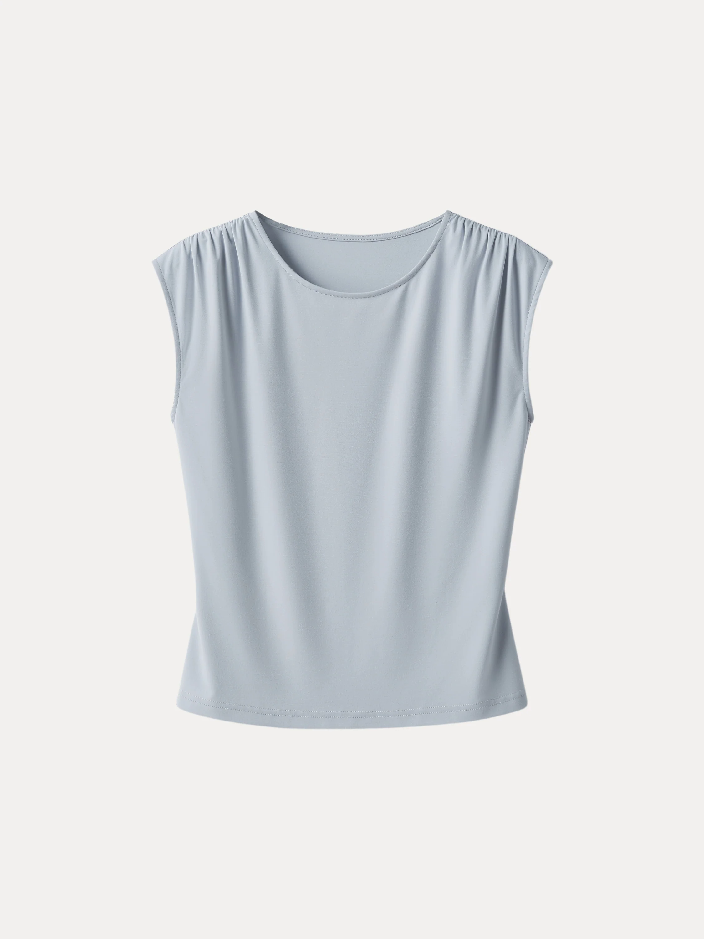 Crewneck Ruched Shoulder Muscle Tank
