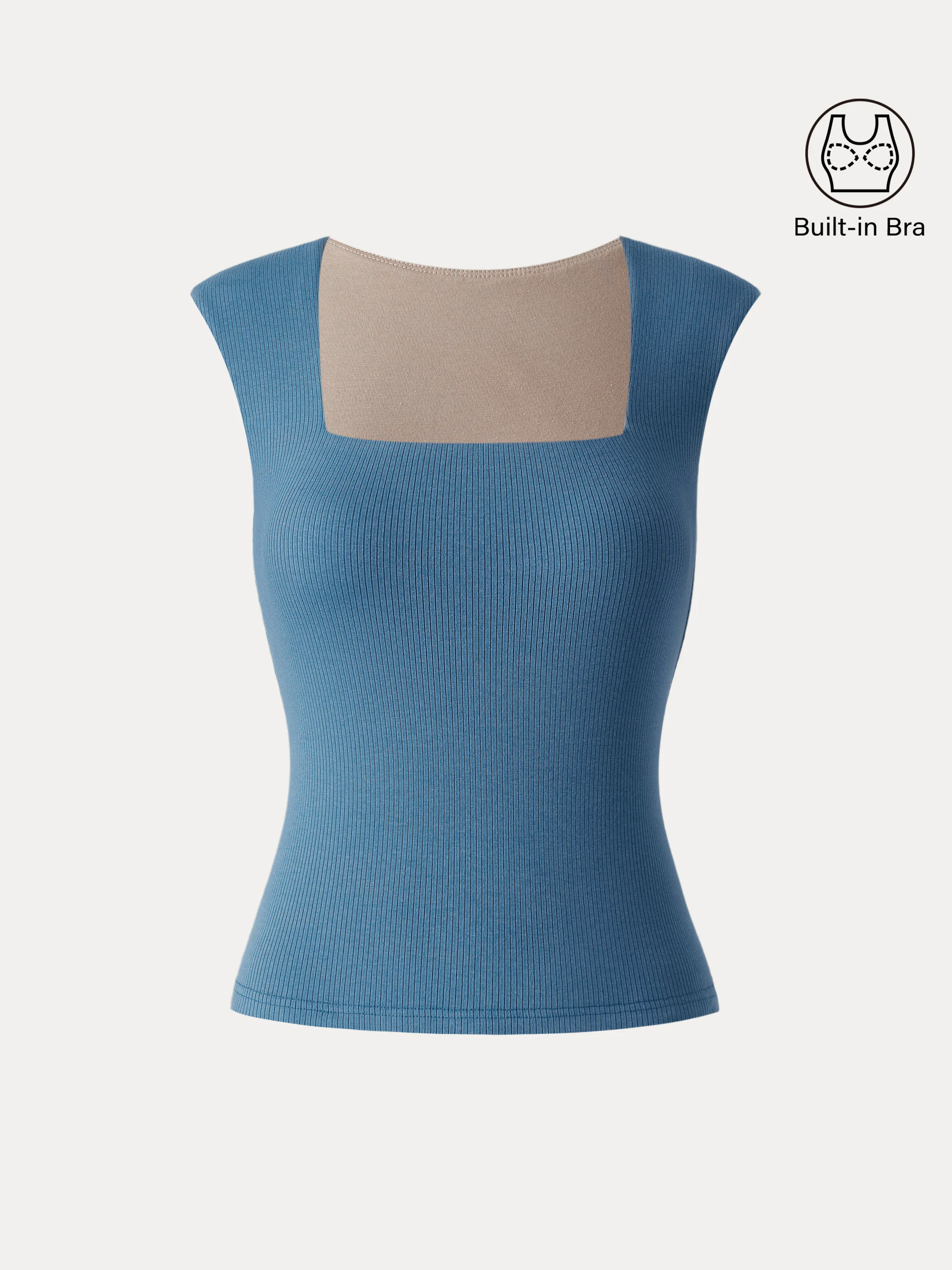 Stretch Cotton Square Neck Ribbed Brami