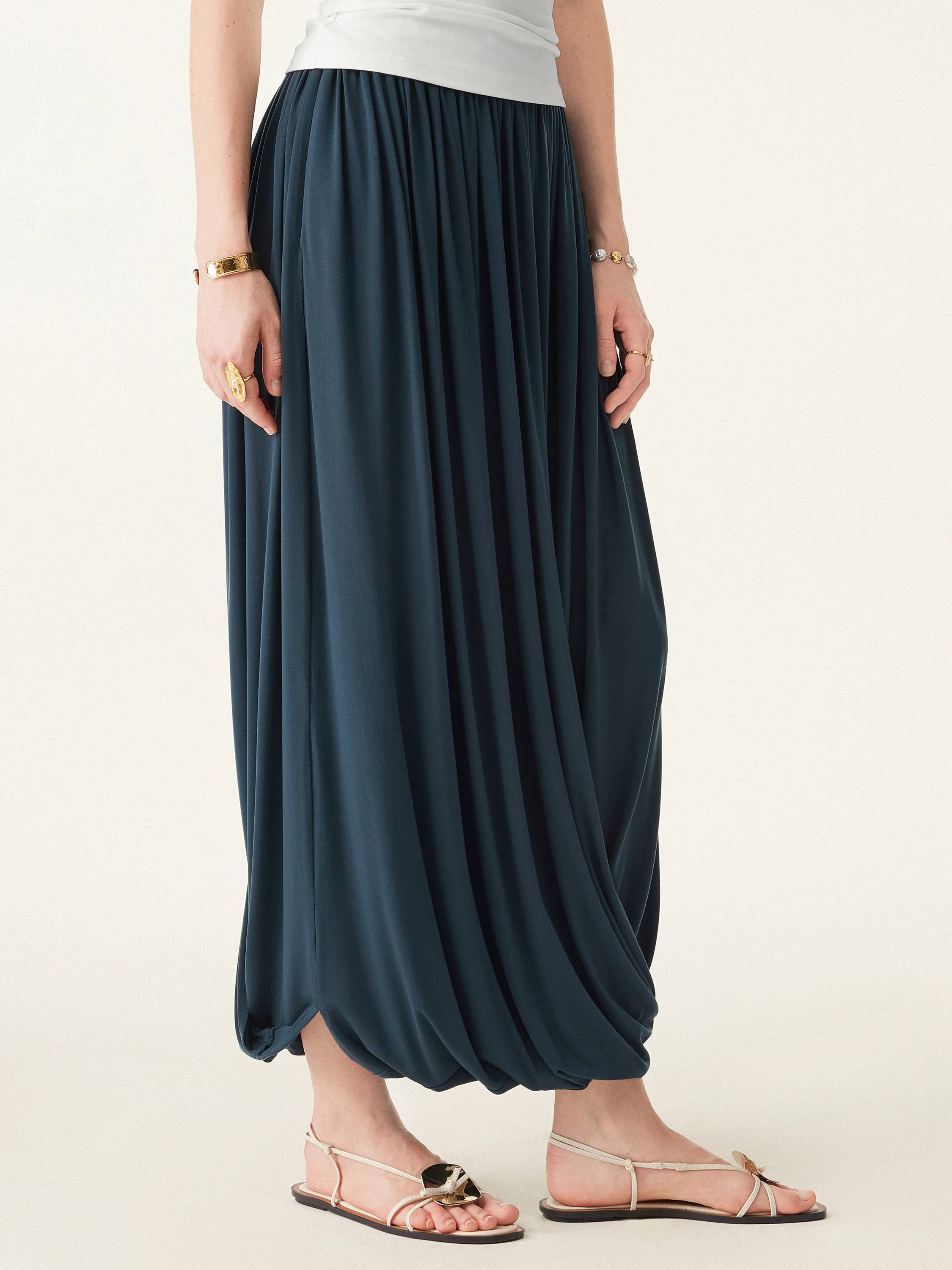 Artsy Twisted Hem Maxi Pull-on Skirt