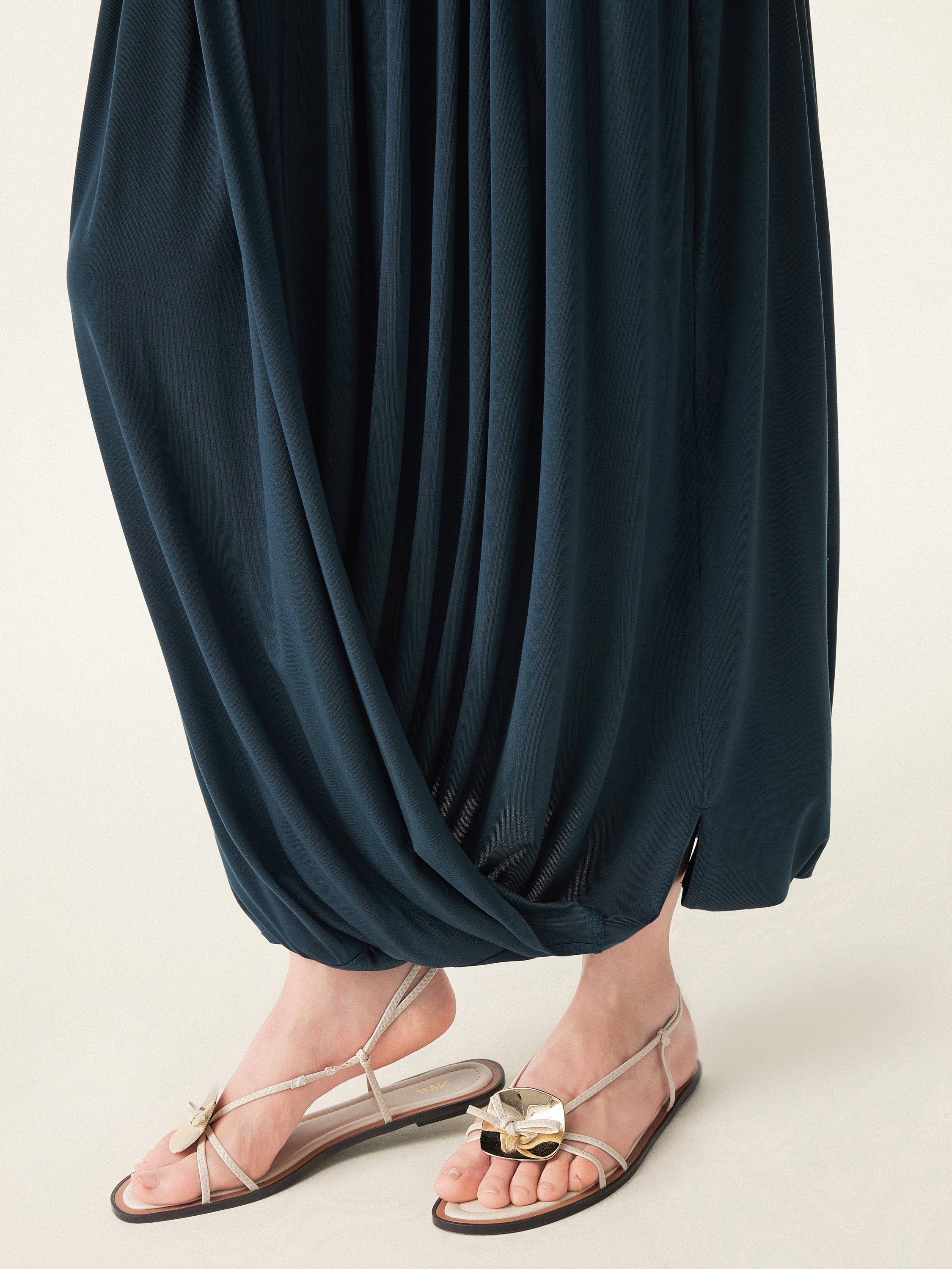 Artsy Twisted Hem Maxi Pull-on Skirt