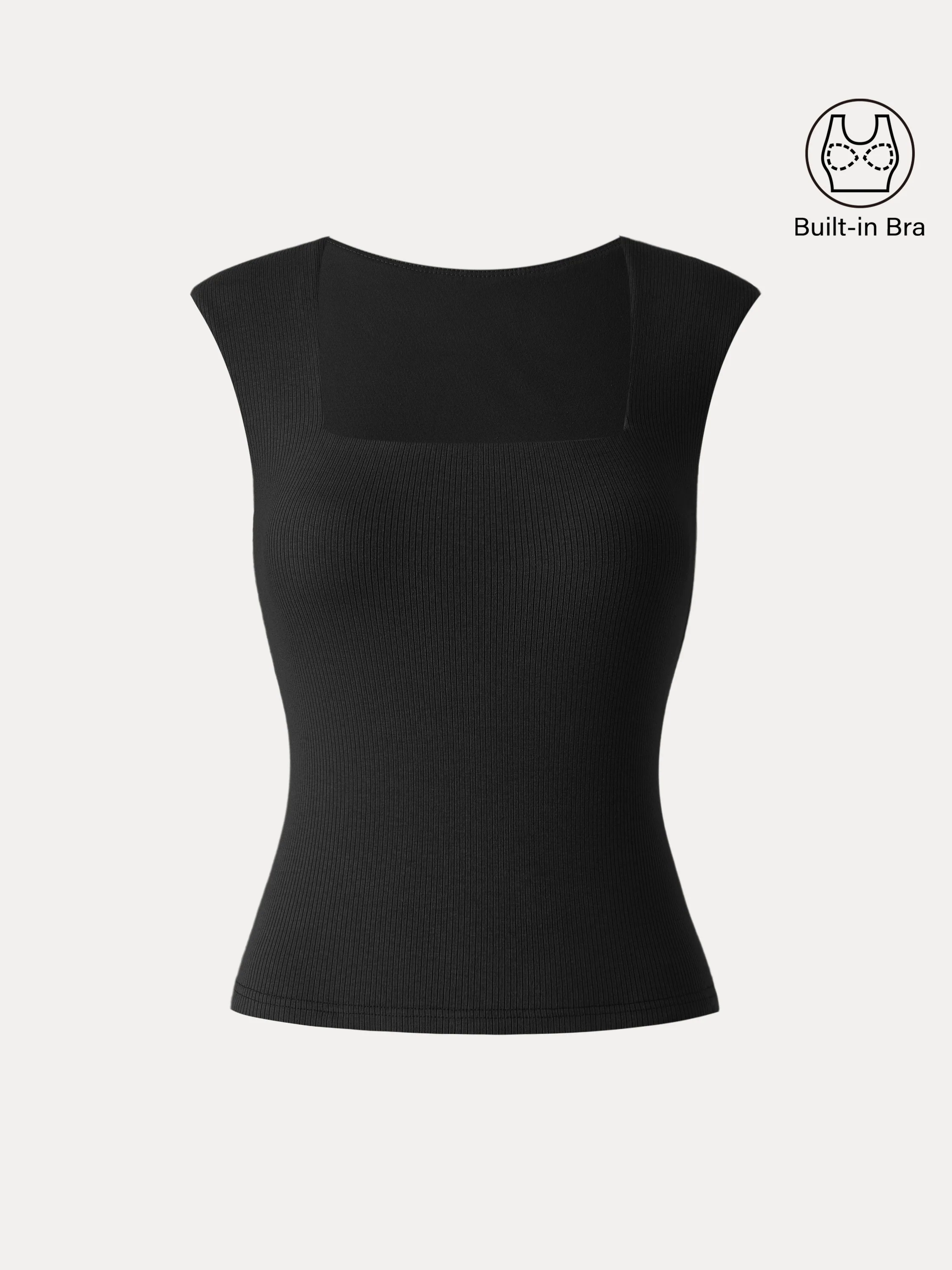 Stretch Cotton Square Neck Ribbed Brami