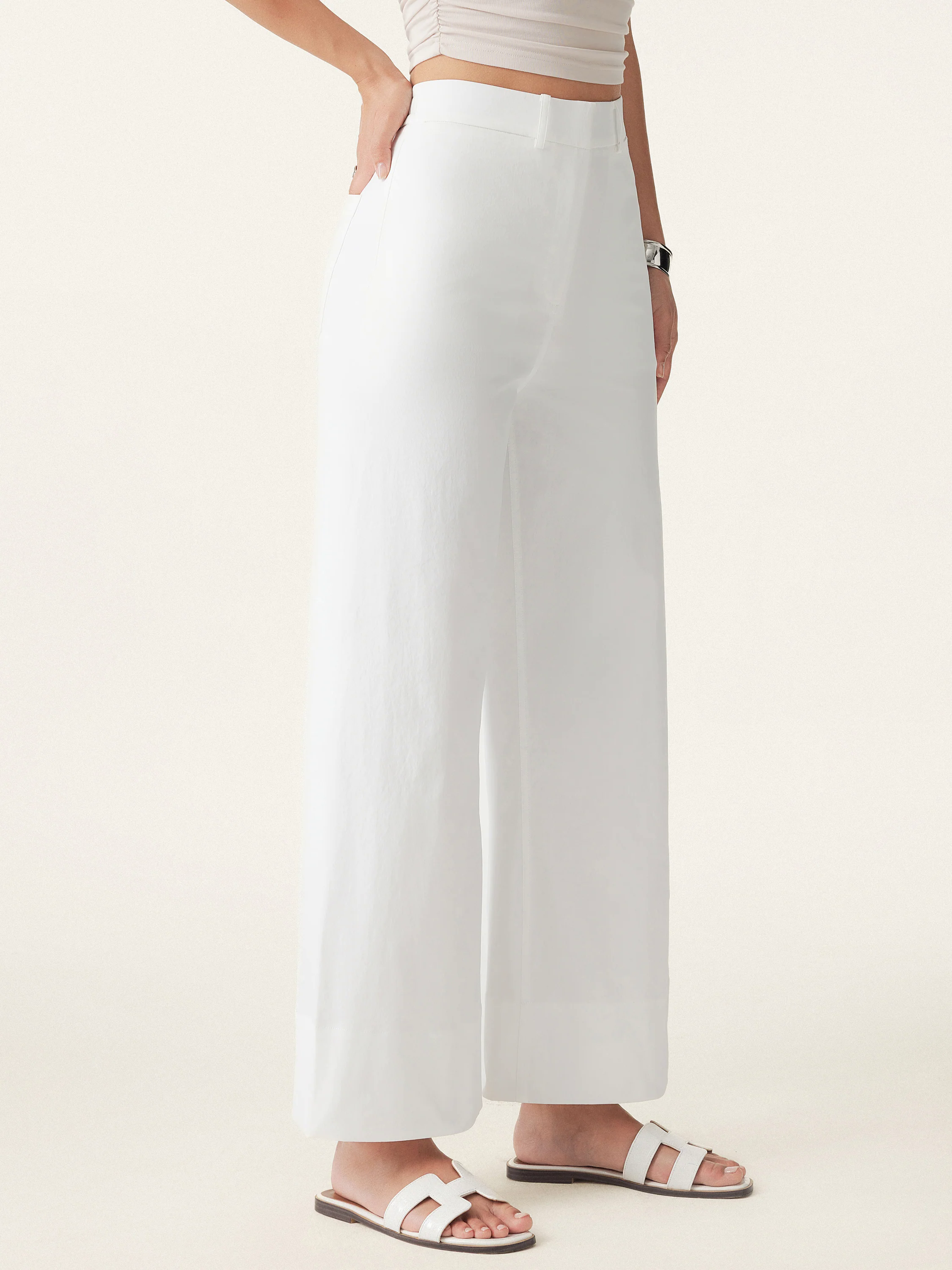 Non-sheer No-side-seam Wide Leg Trouser