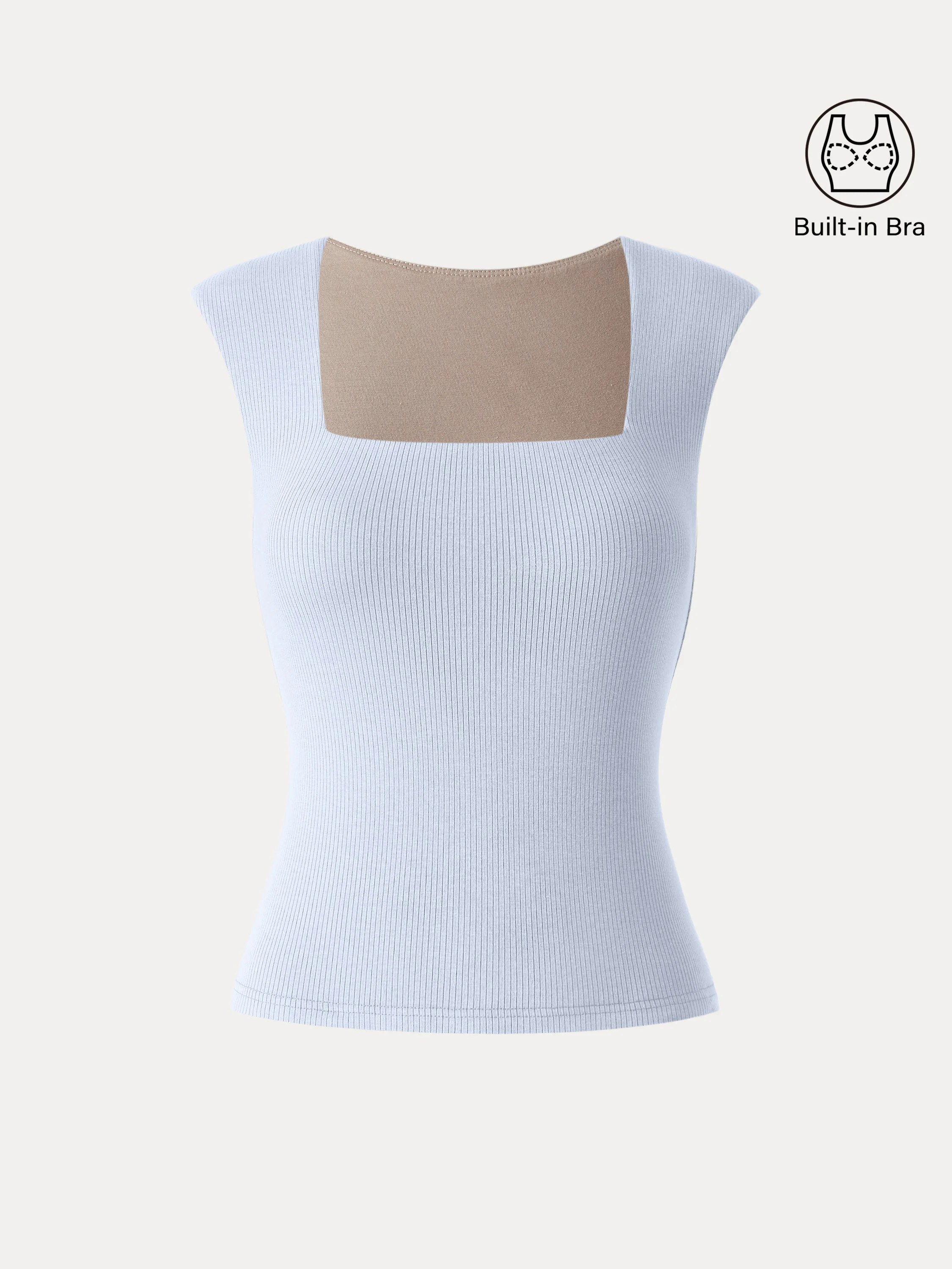 Stretch Cotton Square Neck Ribbed Brami